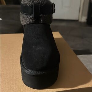 UGG Black Winter Boots with Suede Upper and Chunky Sole